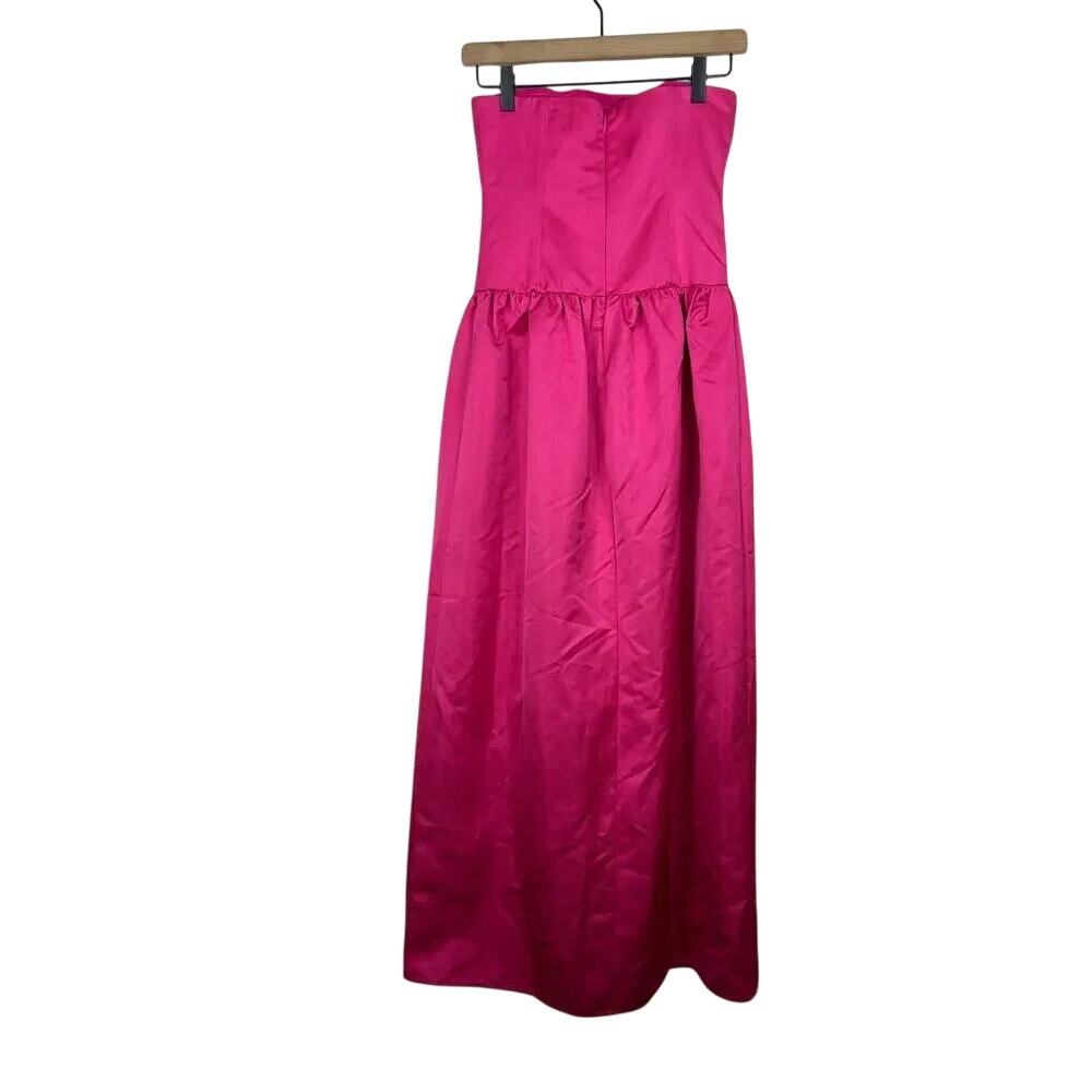 NWT WeWoreWhat Corset Bodice Side LegSlit Feathered Sleeveless Maxi Dress 2 Pink - Picture 15 of 16
